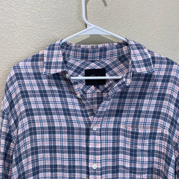 RAILS Connor Plaid Linen Blend Button-up Shirt In Stone Pink White Medium - Picture 4 of 8